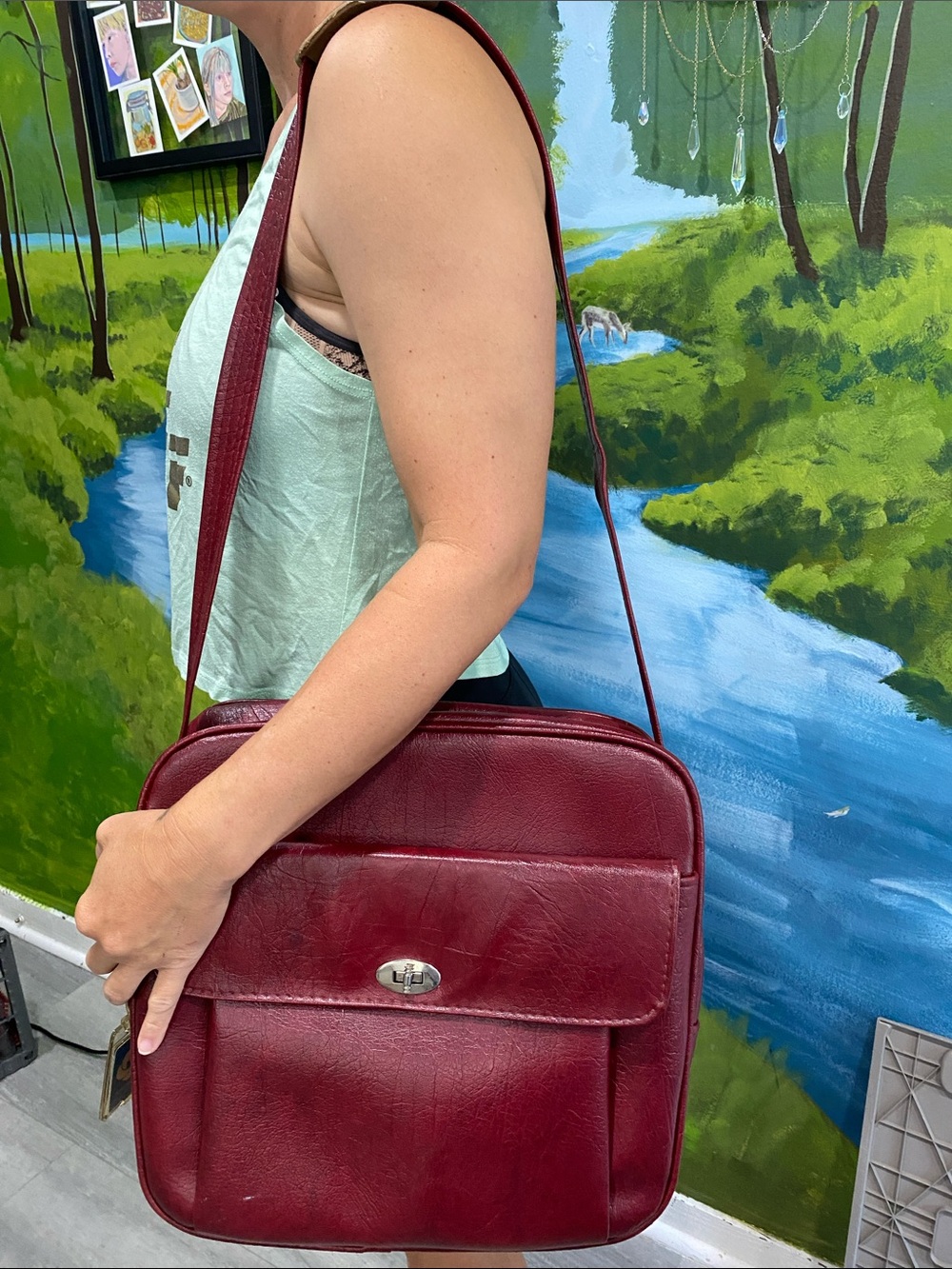 Vintage Samsonite Maroon Leather Shoulder Bag RARE!!